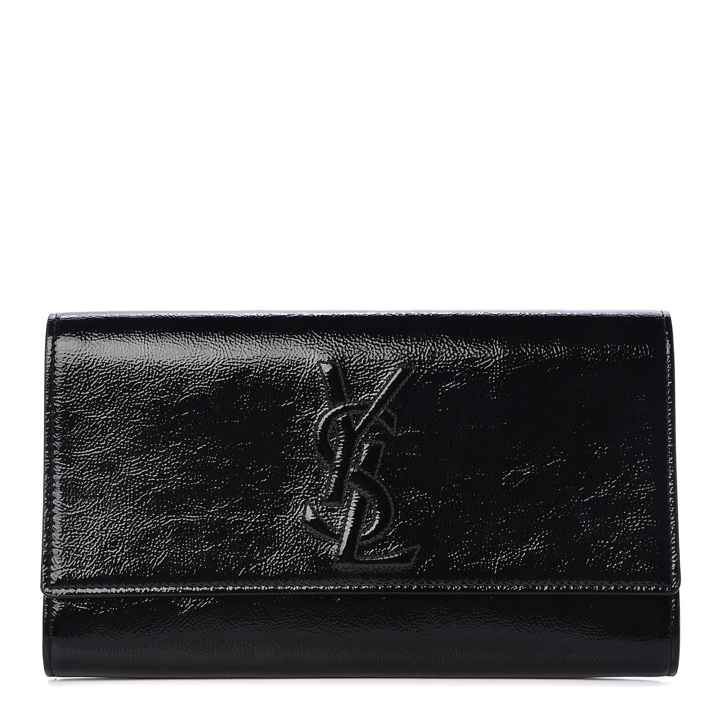 Textured Patent Monogram Large Belle De Jour Clutch Black
