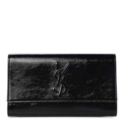 Saint Laurent Textured Patent Monogram Large Belle De Jour Clutch Black 1 of 12