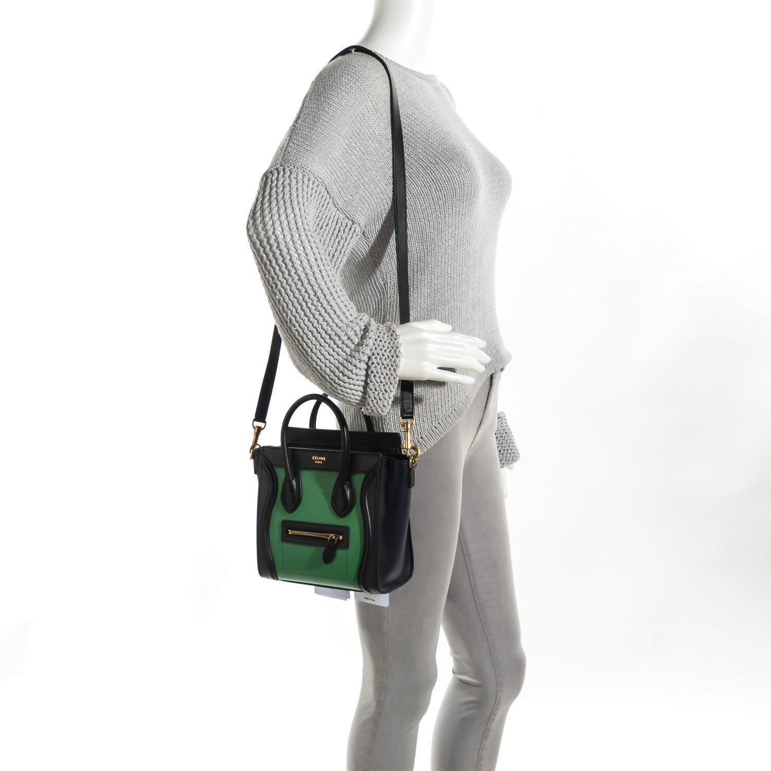 Celine Smooth Calfskin Nano Tri-Color Luggage Grass 2 of 8