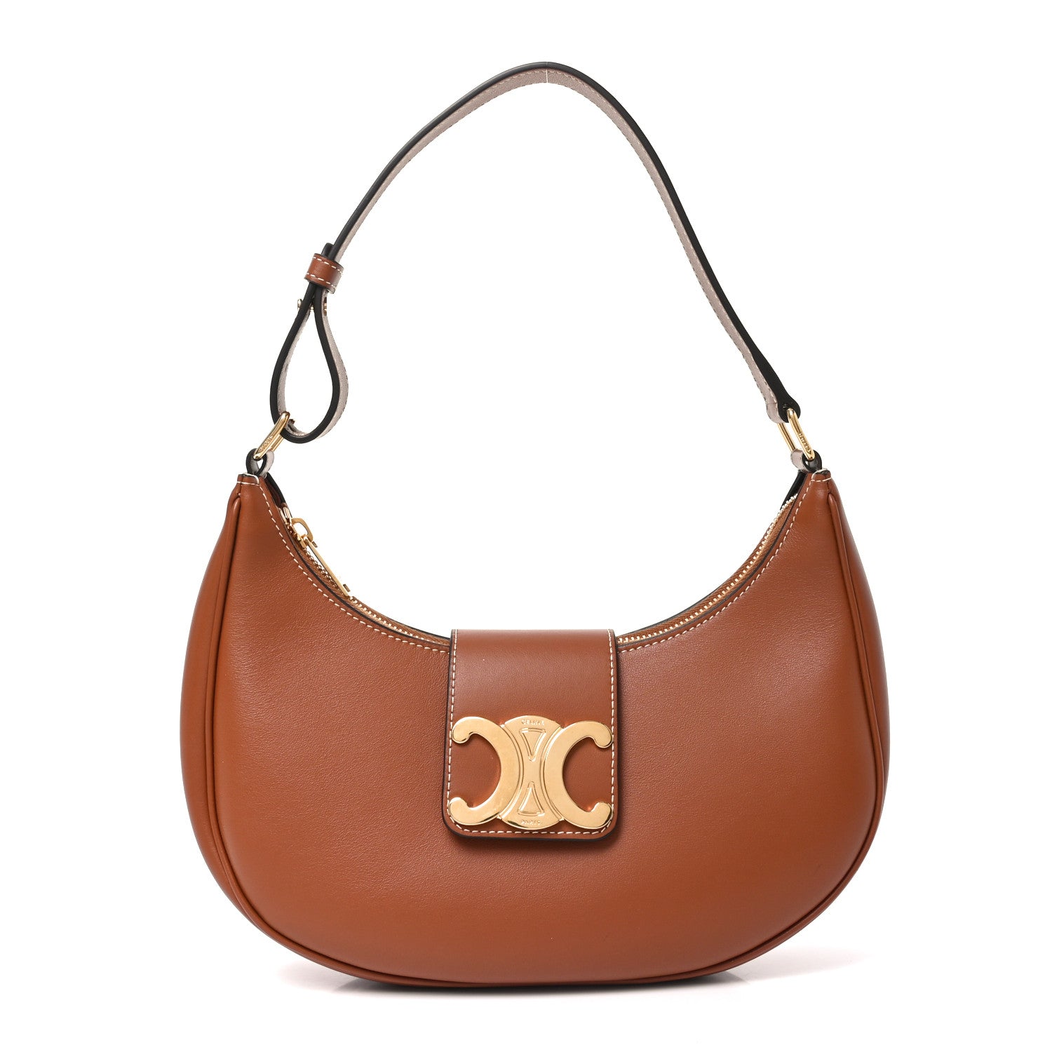 Celine Smooth Calfskin Medium Strap Ava Triomphe Shoulder Bag Tan 1 of 9