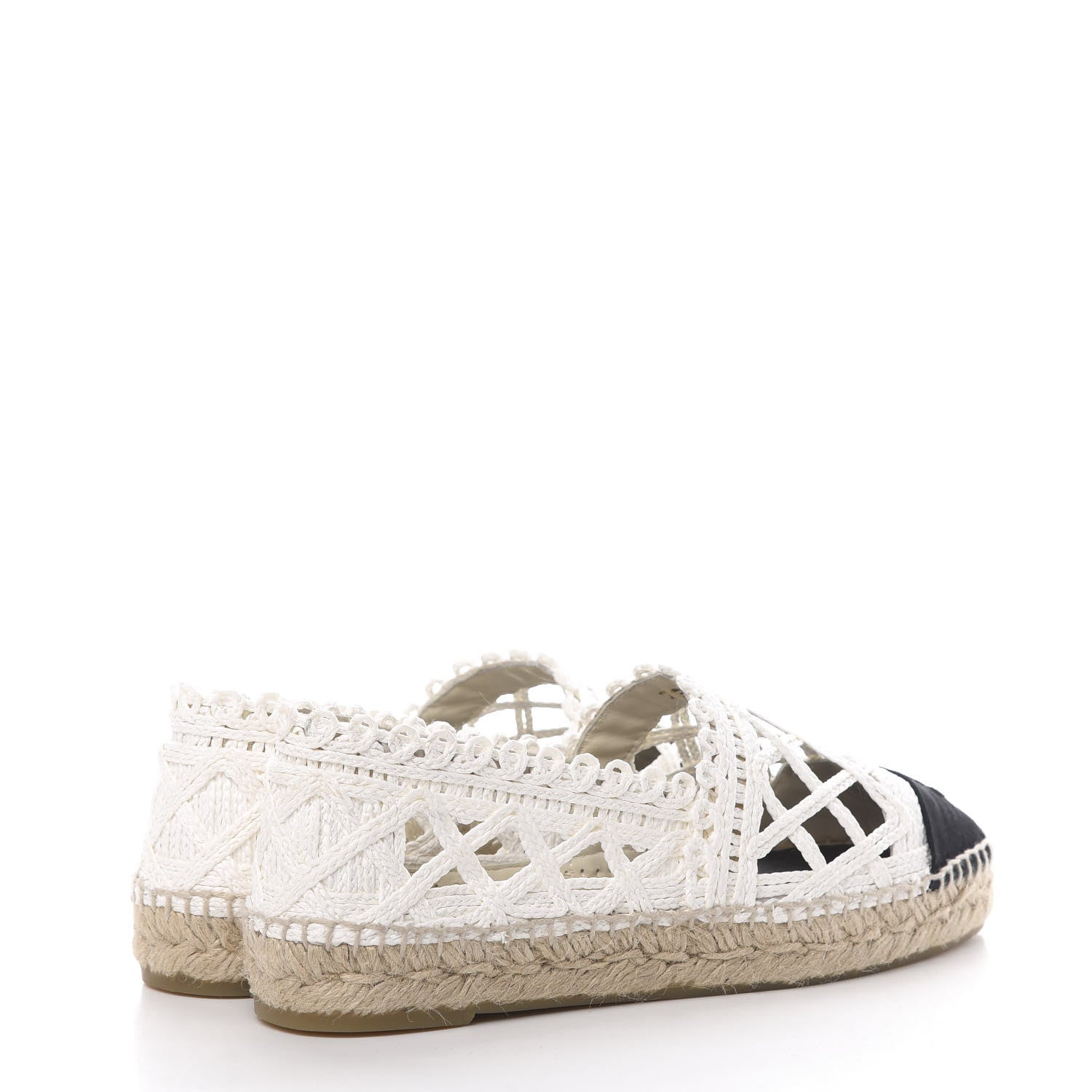 Chanel Woven Fabric Grosgrain CC Espadrilles 38 Beige Black 4 of 10
