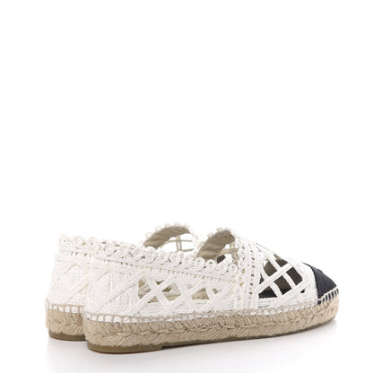 Chanel Woven Fabric Grosgrain CC Espadrilles 38 Beige Black 4 of 10