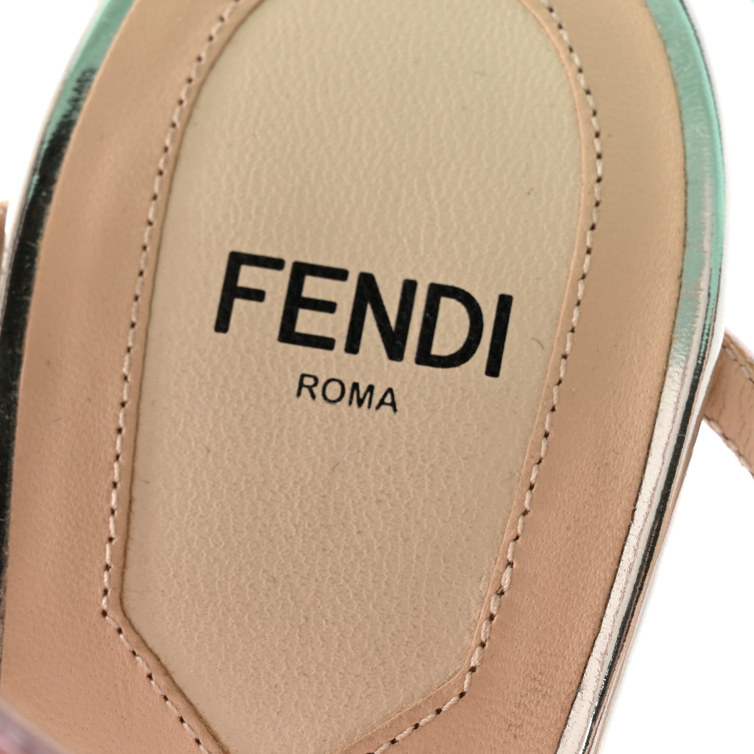 Fendi Metallic Colibri 85mm Strappy Sandals 38 Silver 6 of 9