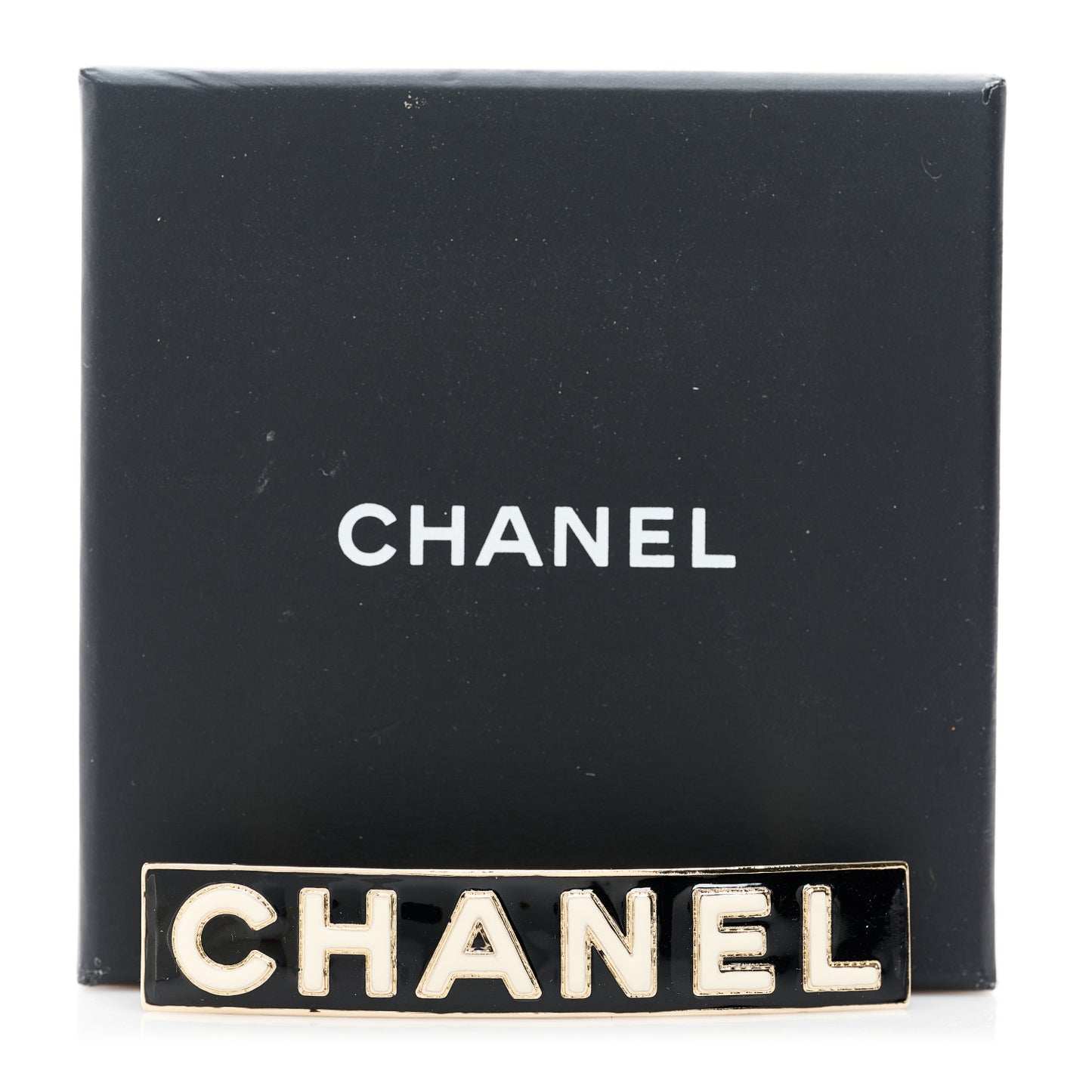 Metal Resin Enamel Logo Hair Clip Barrette Black White