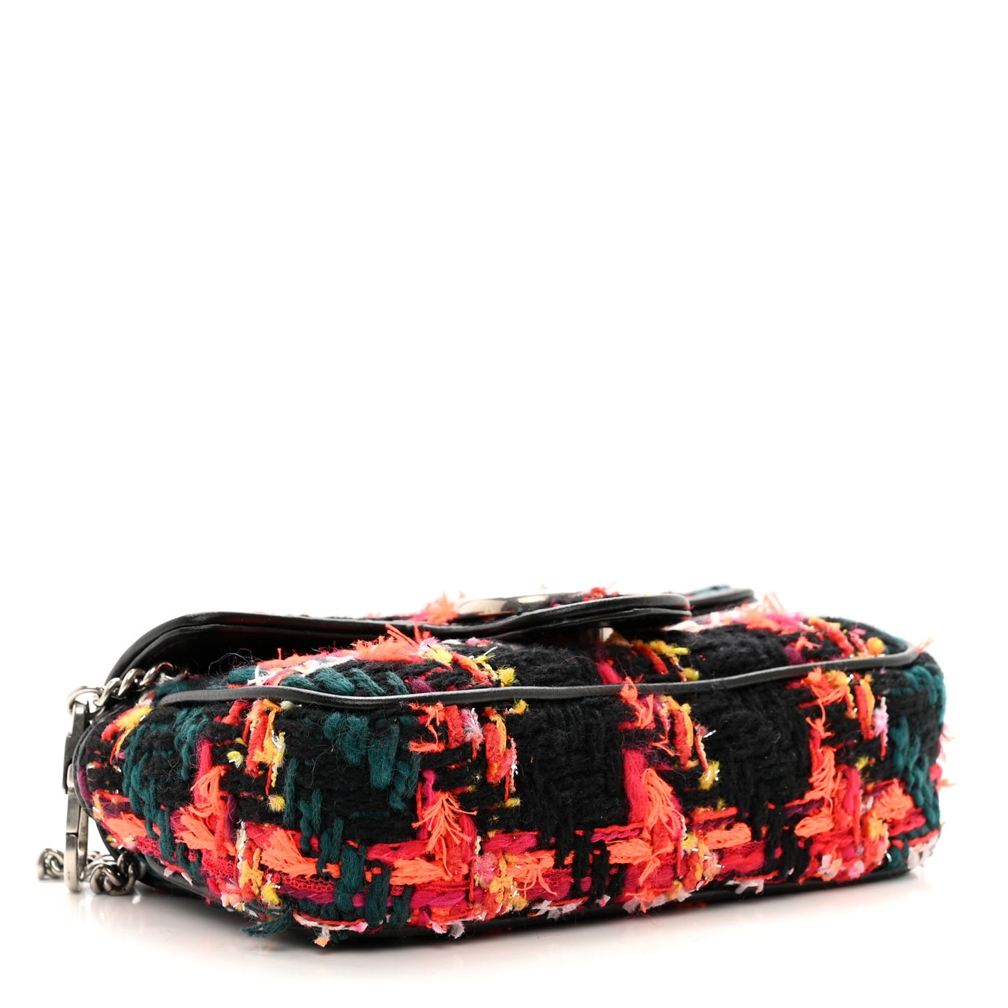 Tweed Calfskin Check Poule Super Mini GG Marmont Shoulder Bag Pink Petroleum Multicolor Black