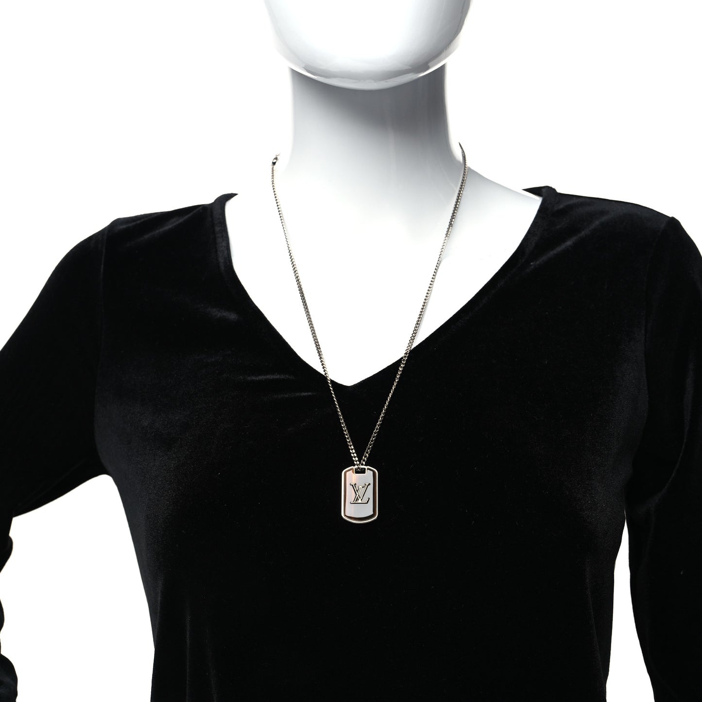 Monogram Chain Shades Locket Pendant Necklace Silver