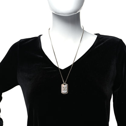 Louis Vuitton Monogram Chain Shades Locket Pendant Necklace Silver 2 of 8