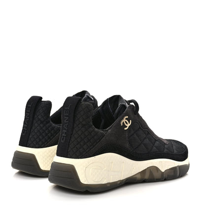 Chanel Mesh Suede Calfskin Quilted Sneakers 37 Black Dark Grey 4 of 9