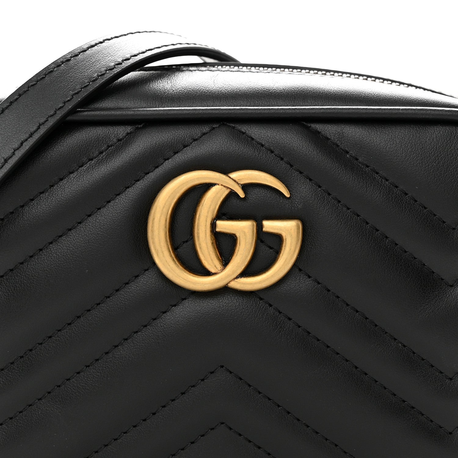 Gucci Calfskin Matelasse Mini GG Marmont Chain Shoulder Bag Black 8 of 10