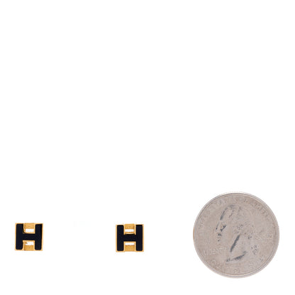 Hermes Gold Lacquered Cage d'H Earrings Black 2 of 4