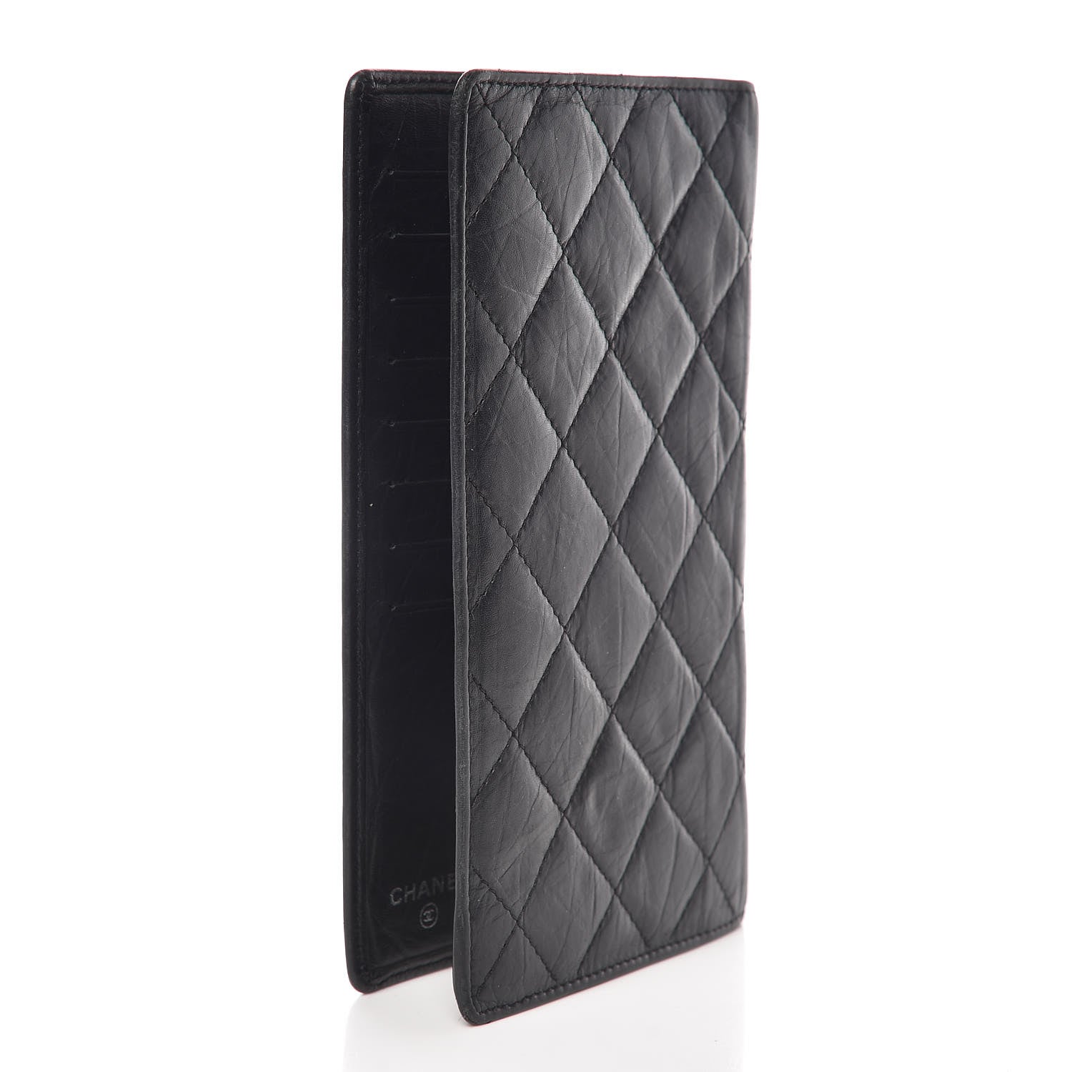 Chanel Aged Calfskin Quilted Cambon Yen Wallet Black 3 of 8