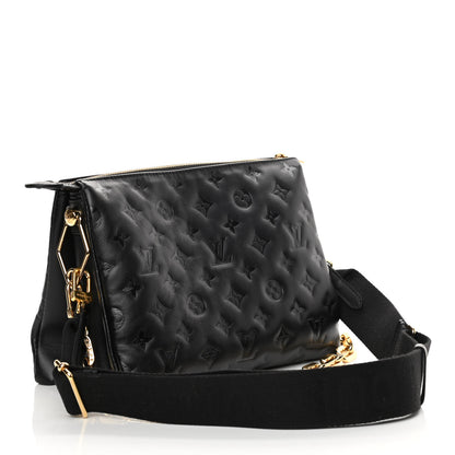 Louis Vuitton Lambskin Embossed Monogram Coussin PM Black 3 of 11