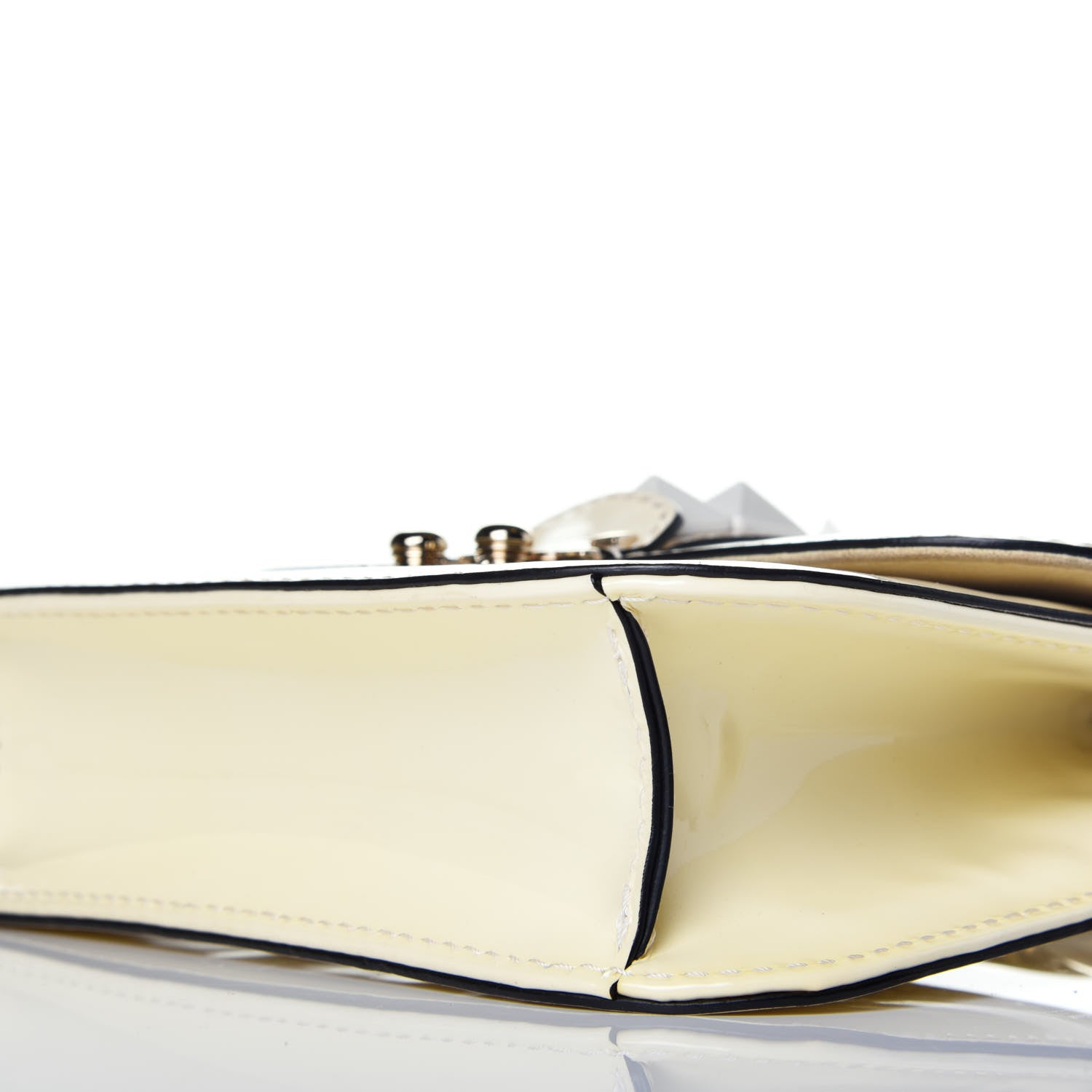 Valentino Garavani Patent Small Glam Lock Rockstud Flap Ivory 10 of 10