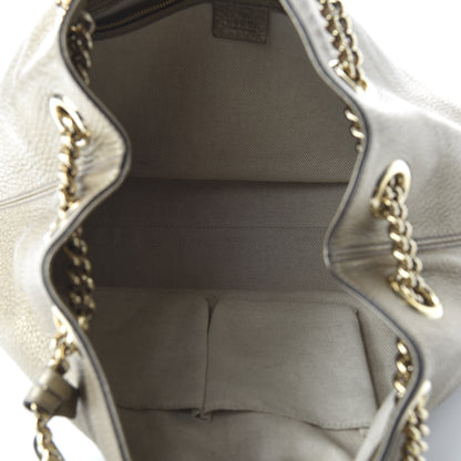Gucci Metallic Pebbled Calfskin Medium Soho Chain Shoulder Bag Golden Beige 5 of 12