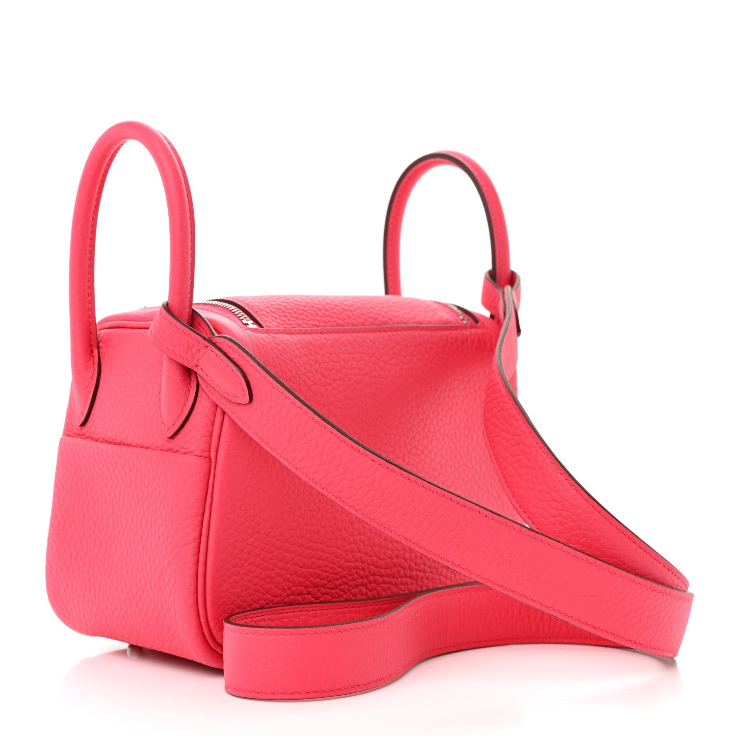 Hermes Taurillon Clemence Mini Lindy 20 Rose Extreme 3 of 11