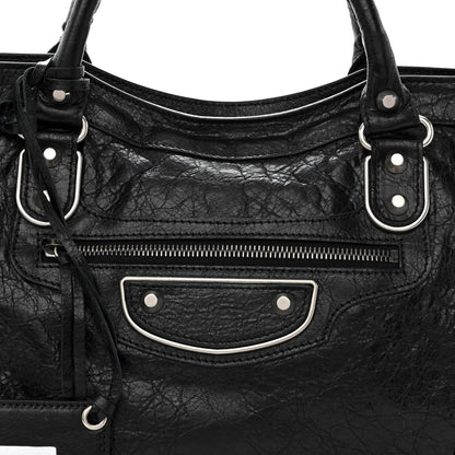 Balenciaga Agneau Silver Metallic Edge Hardware City Black 7 of 9