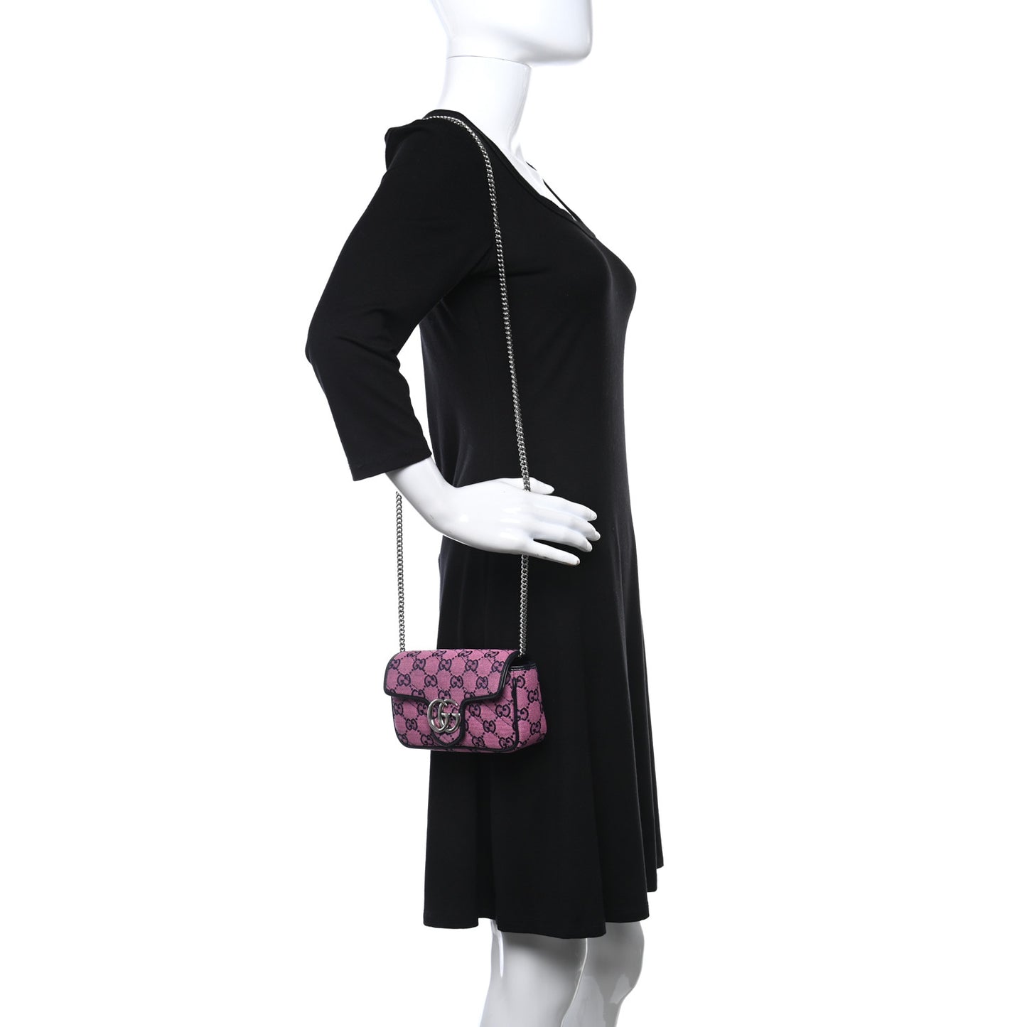 Monogram Multicolor Matelasse Diagonal Super Mini GG Marmont Shoulder Bag Pink Blue