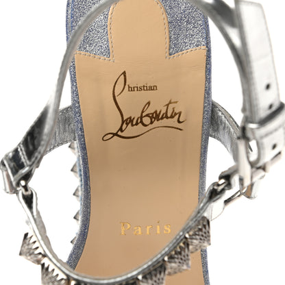Christian Louboutin Mini Glitter Pira Ryad 110 Wedge Sandals 40 Silver 7 of 7