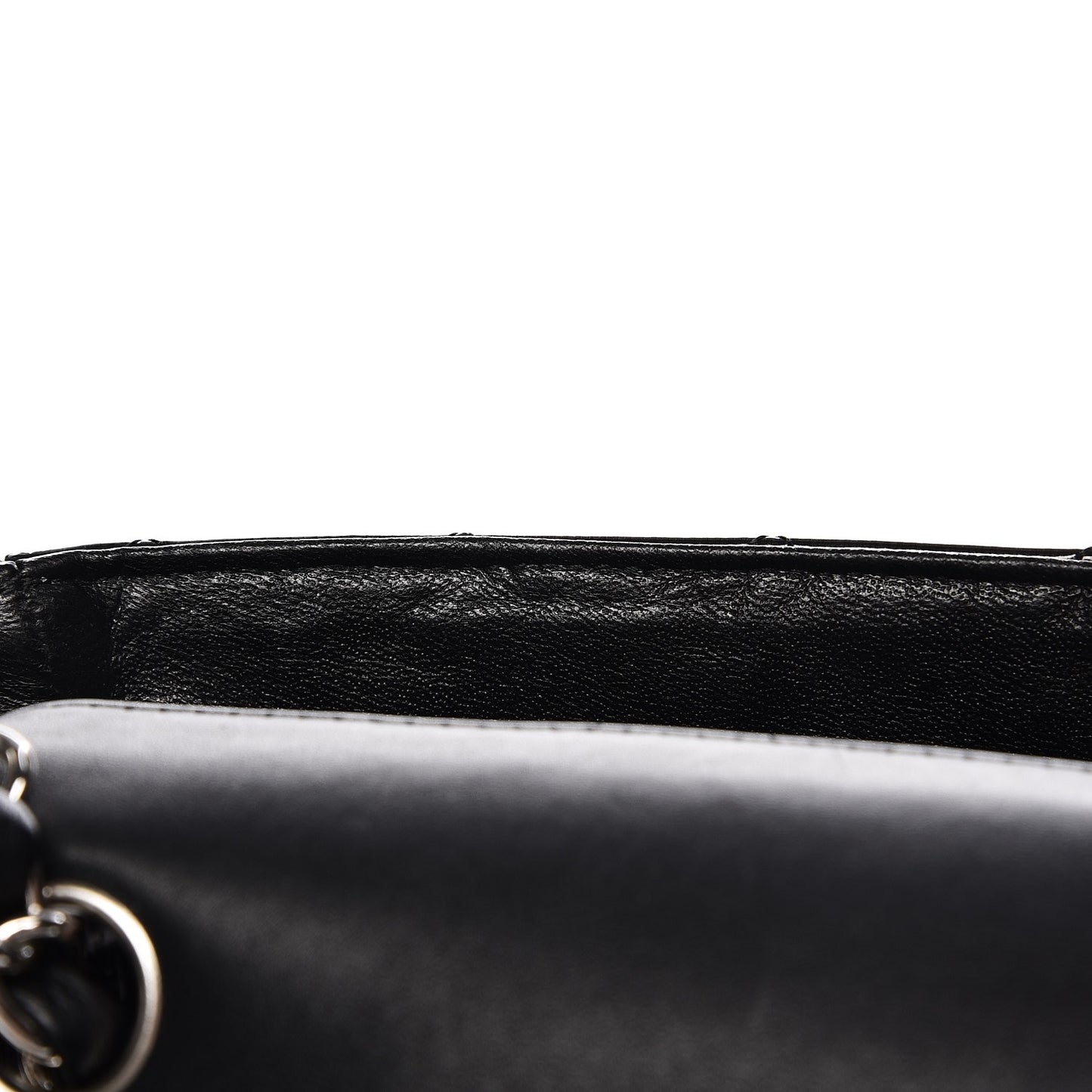 Striated Patent Quilted Mini Rectangular Flap Black