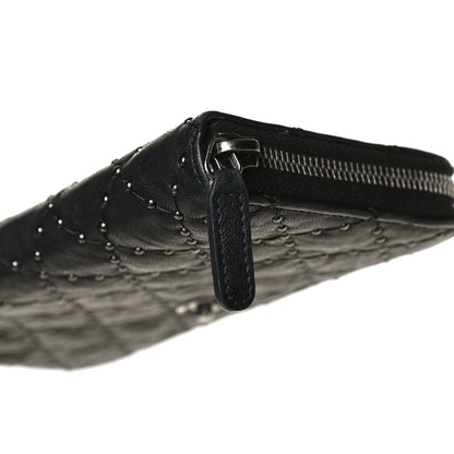 Chanel Crumpled Lambskin Studded Paris Dallas Zip Around Wallet Black 12 of 13