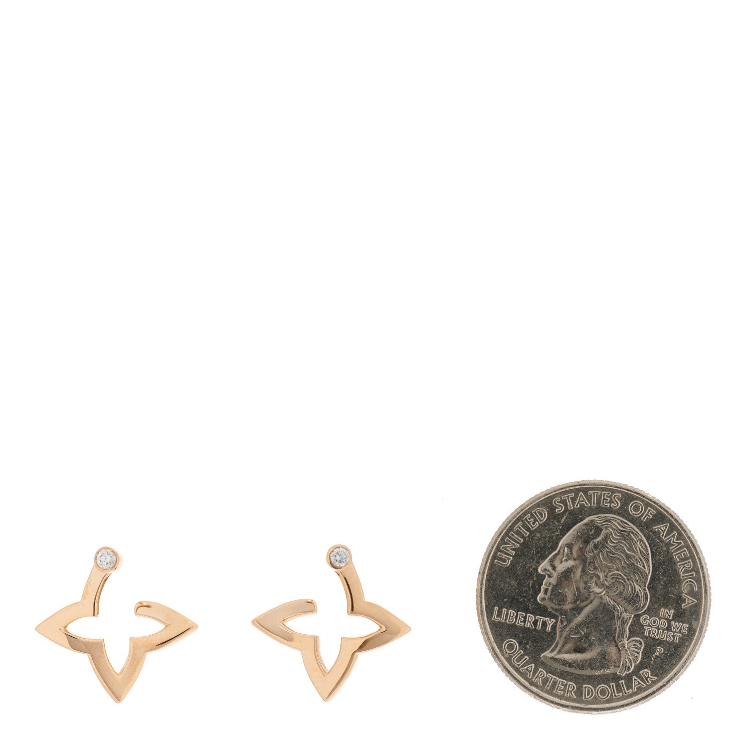 Louis Vuitton 18K Pink Gold Diamond Mini Blossom Hoop Earrings 2 of 6