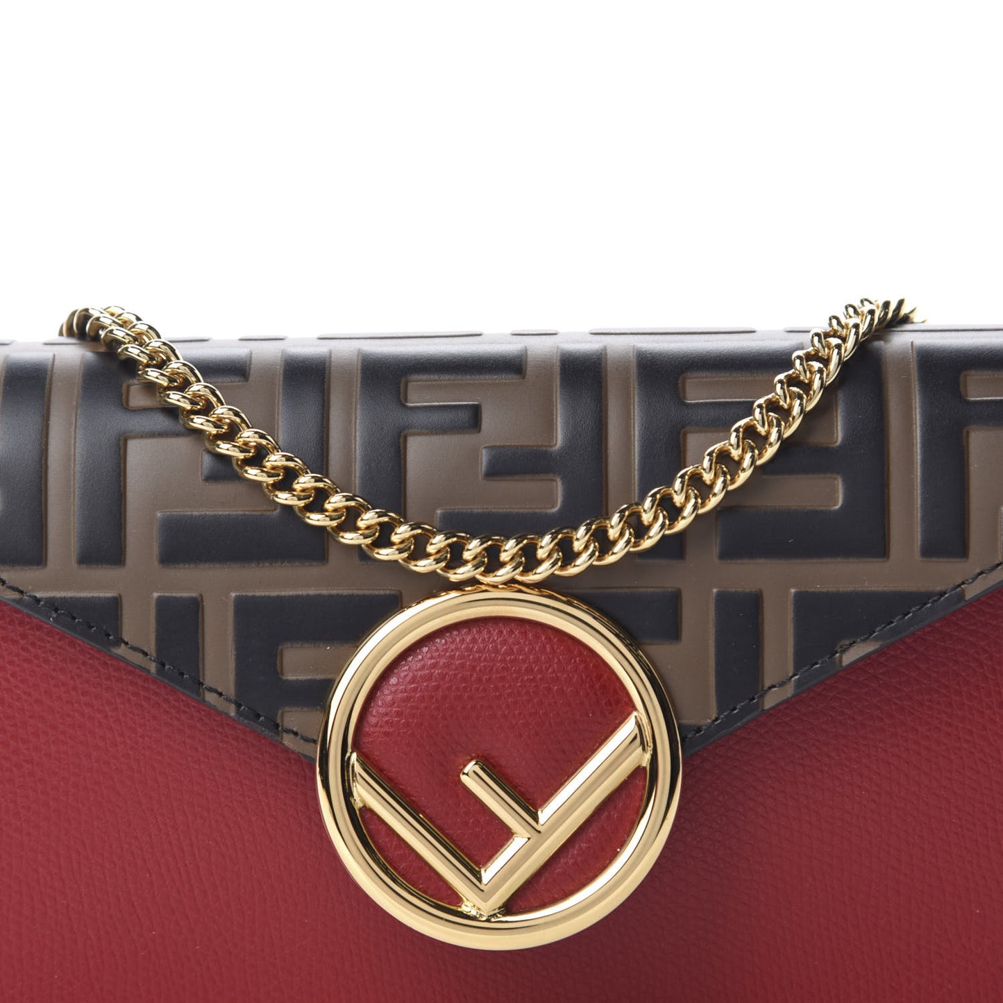 Vitello Cruise F is Fendi Bi-Color FF 1974 Embossed Envelope Belt Bag Maya Black Fragola