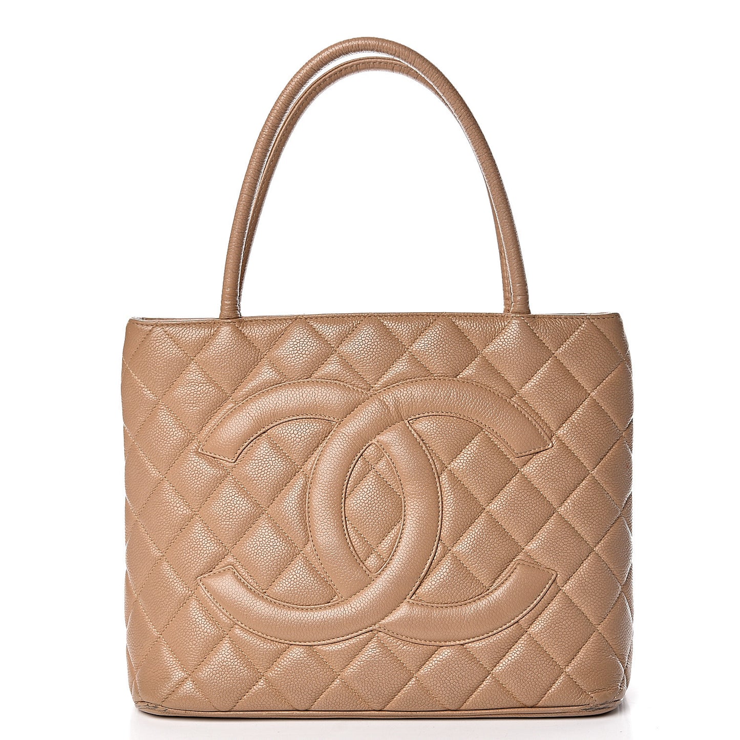 Caviar Quilted Medallion Tote Beige