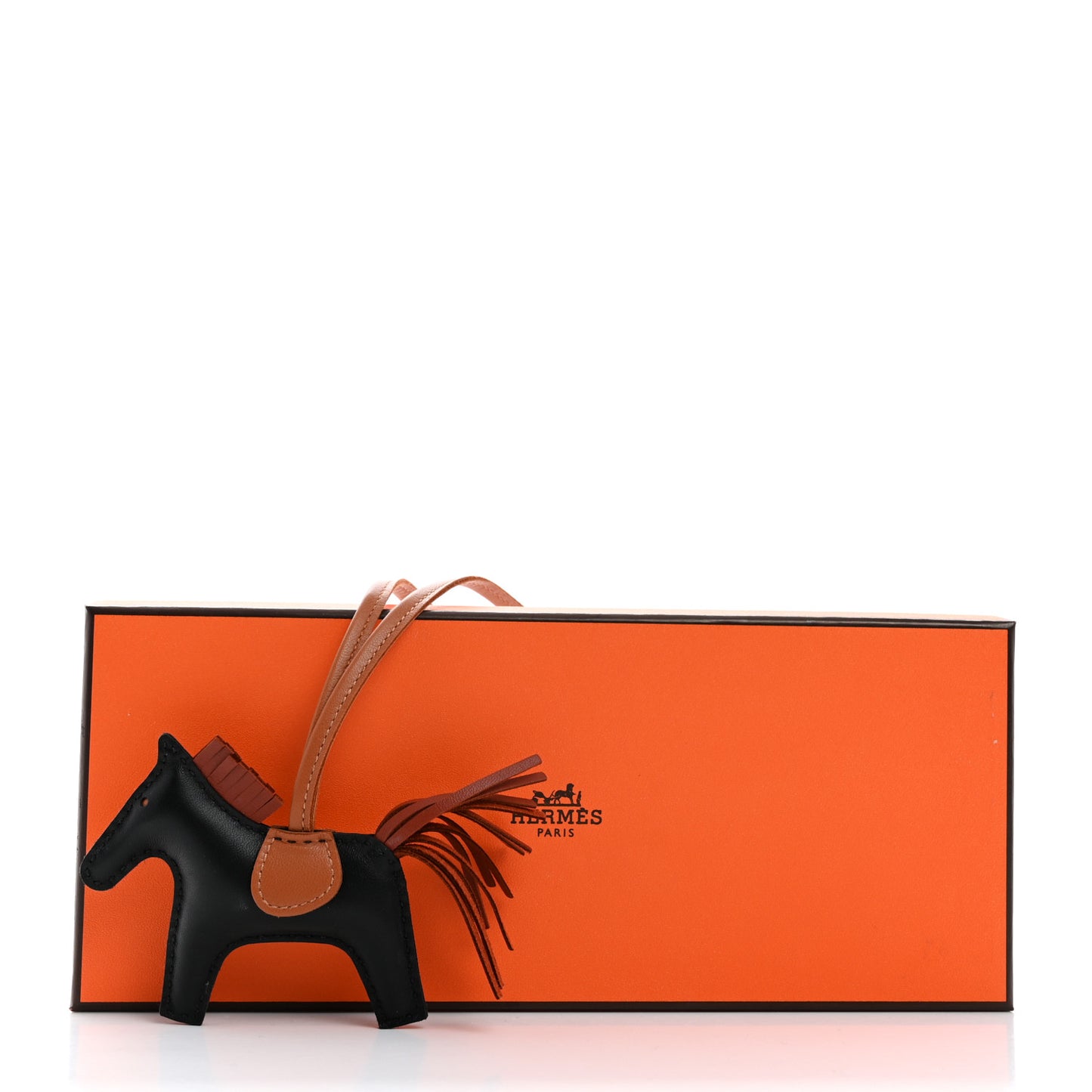 Milo Lambskin Grigri Rodeo Horse Bag Charm PM Black Sienne Gold