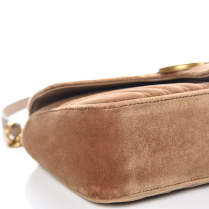 Gucci Velvet Matelasse Small GG Marmont Shoulder Bag Taupe 8 of 12