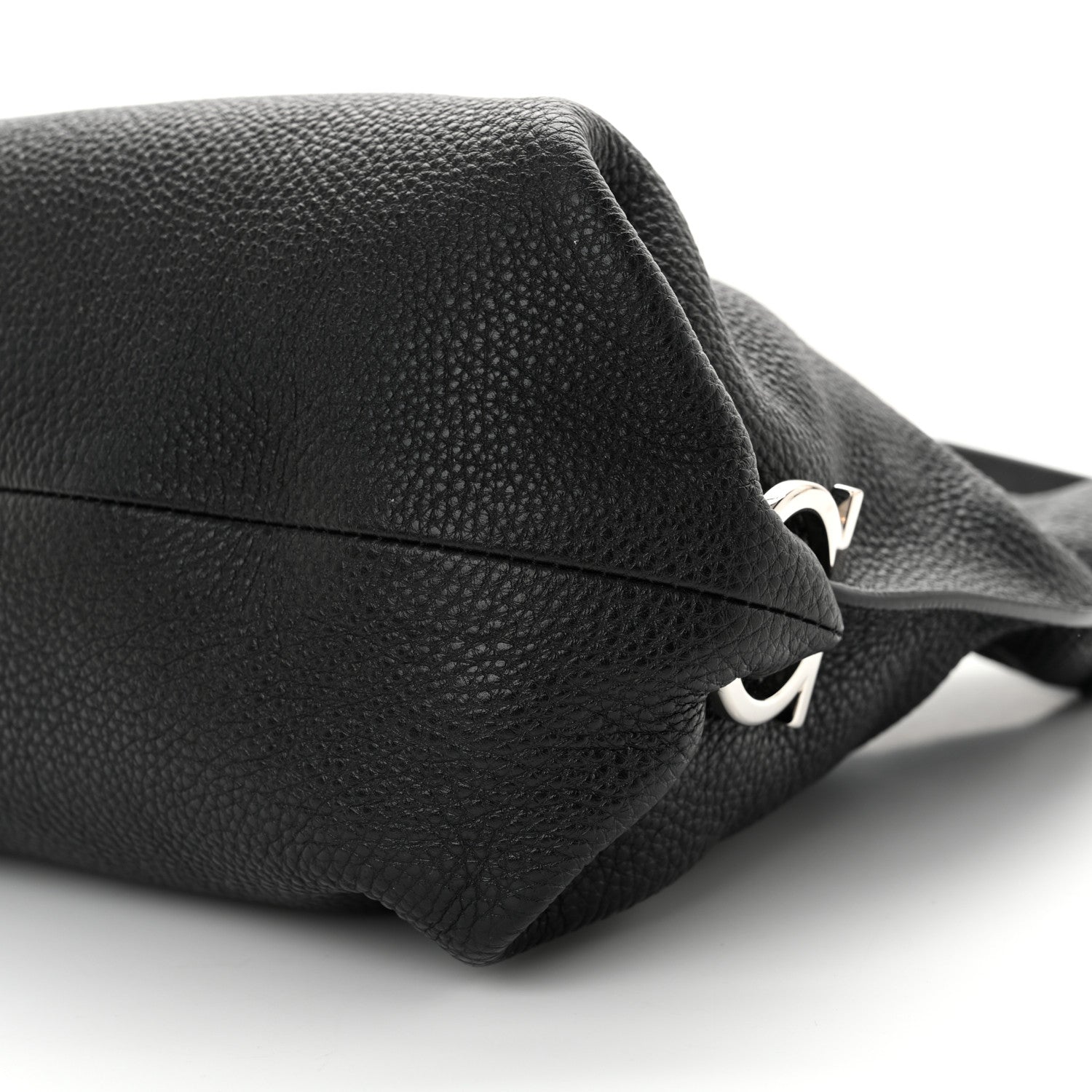 Salvatore Ferragamo Calfskin Fanisa Gancini Hobo Black 9 of 10