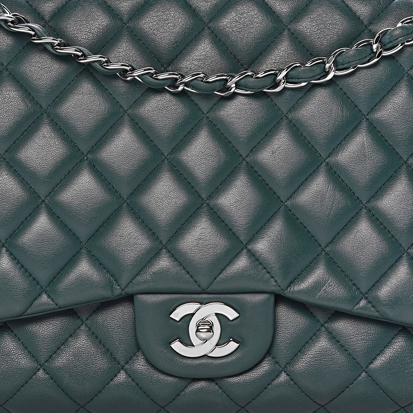 Lambskin Quilted Maxi Single Flap Turquoise