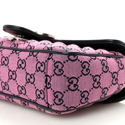 Gucci Monogram Multicolor Matelasse Diagonal Small GG Marmont Shoulder Bag Pink Blue 10 of 10