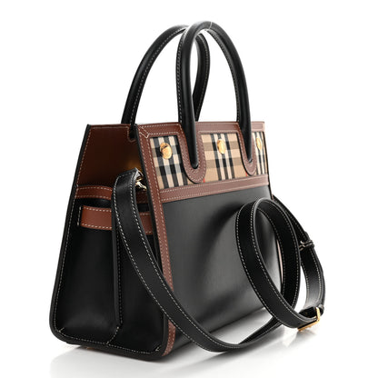 Burberry Calfskin Vintage Check Baby Two Handle Title Bag Black 3 of 9