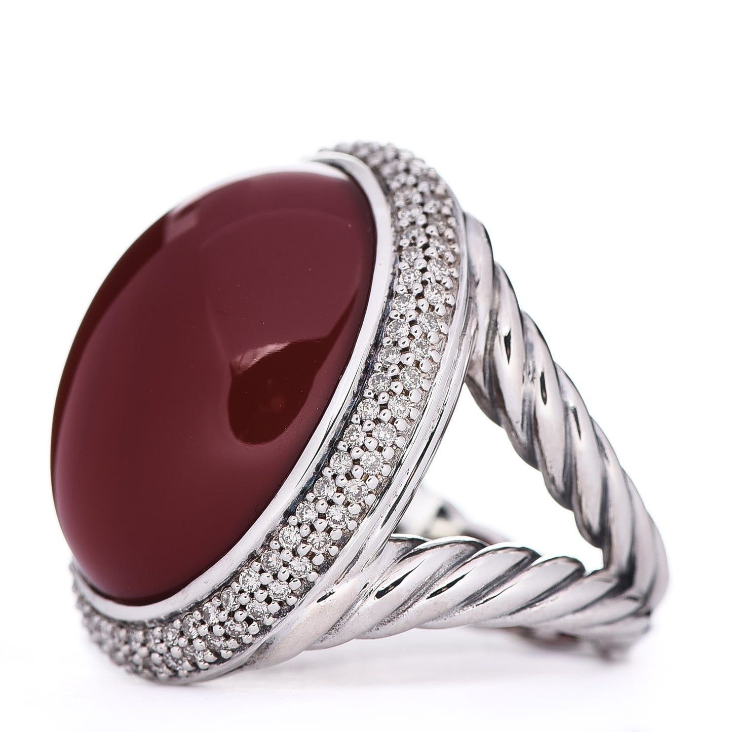 Sterling Silver Diamond Carnelian Signature Oval Ring 57 8