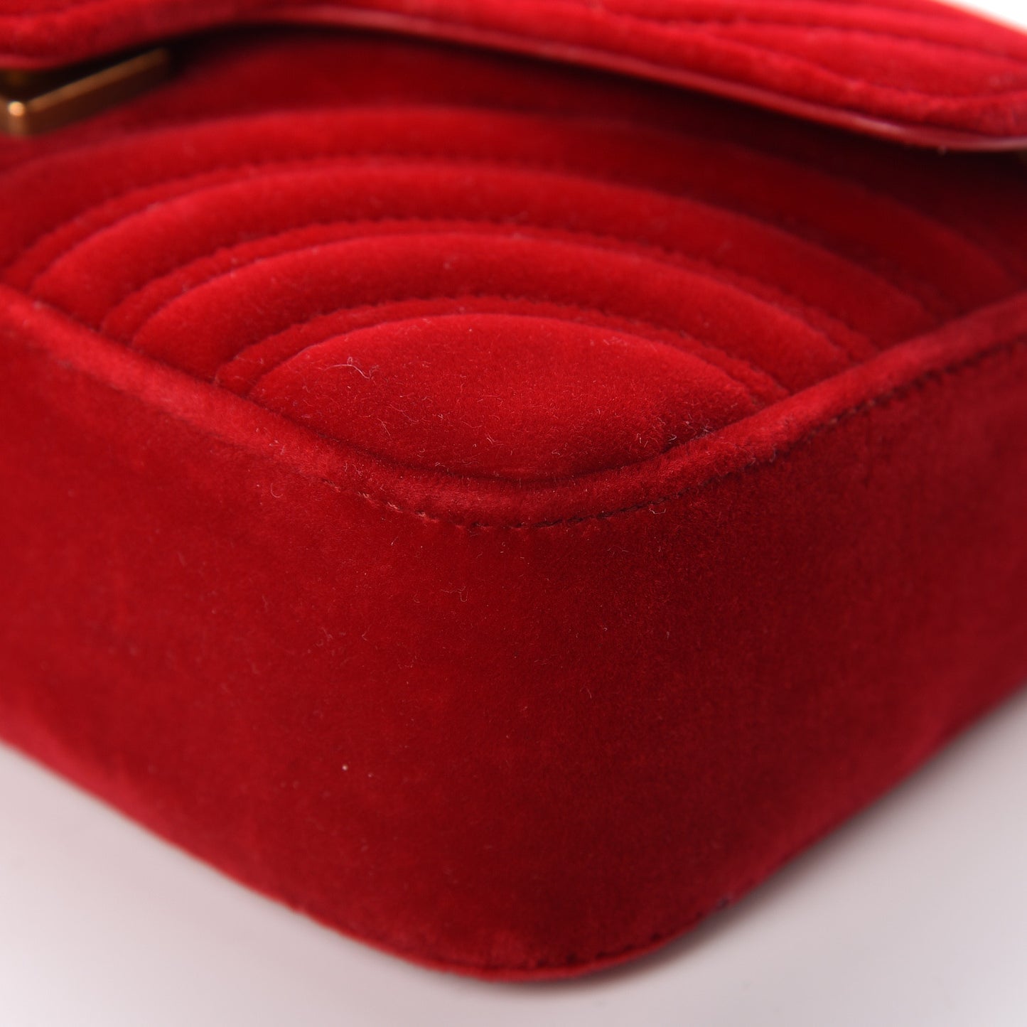 Velvet Matelasse Mini GG Marmont Shoulder Bag Hibiscus Red