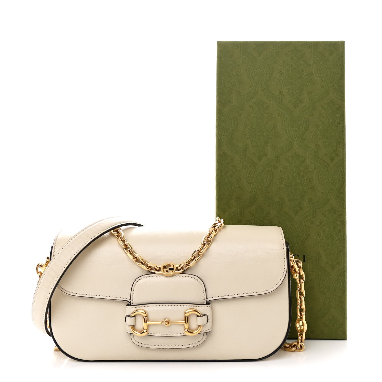 Gucci Azalea Calfskin Small Horsebit 1955 Chain Shoulder Bag Mystic White 15 of 15
