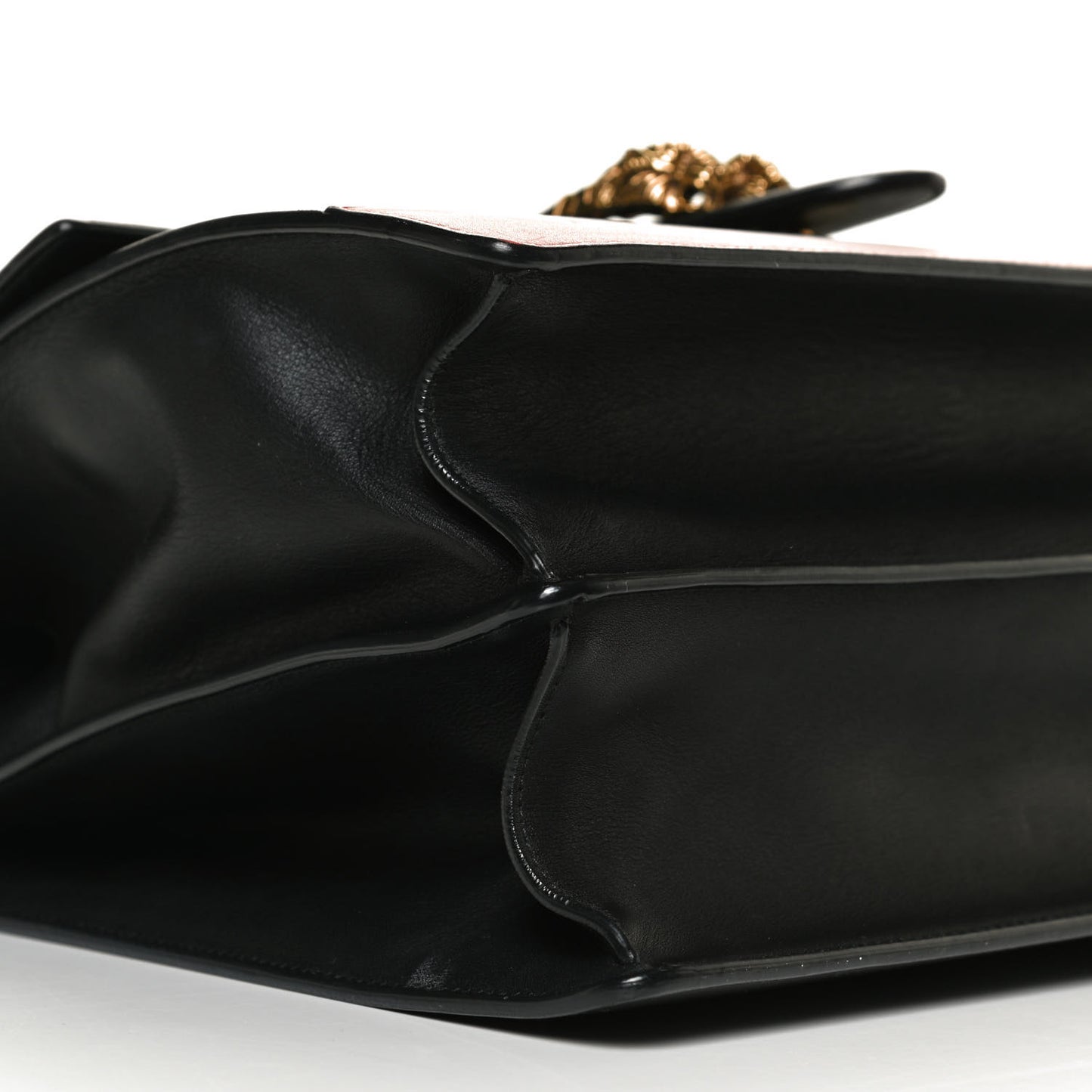 Calfskin Bamboo Web Large Dionysus Top Handle Bag Black Bright Evergreen Hibiscus Red
