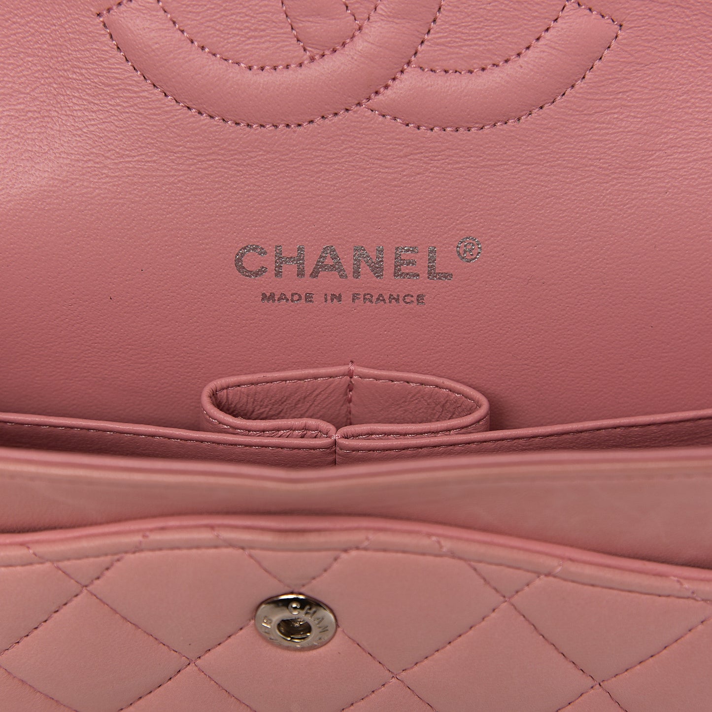 Lambskin Quilted Medium Double Flap Light Pink