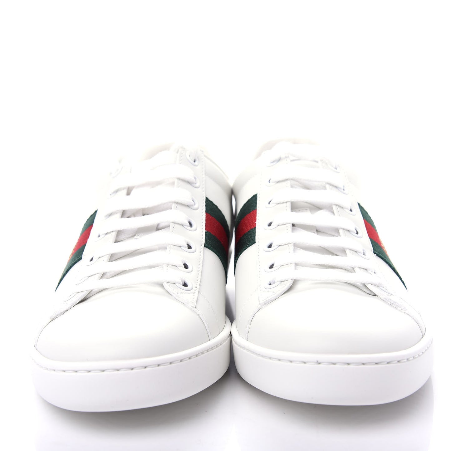 Calfskin Ayers Bee Embroidered Womens Ace Sneakers 37.5 White Green