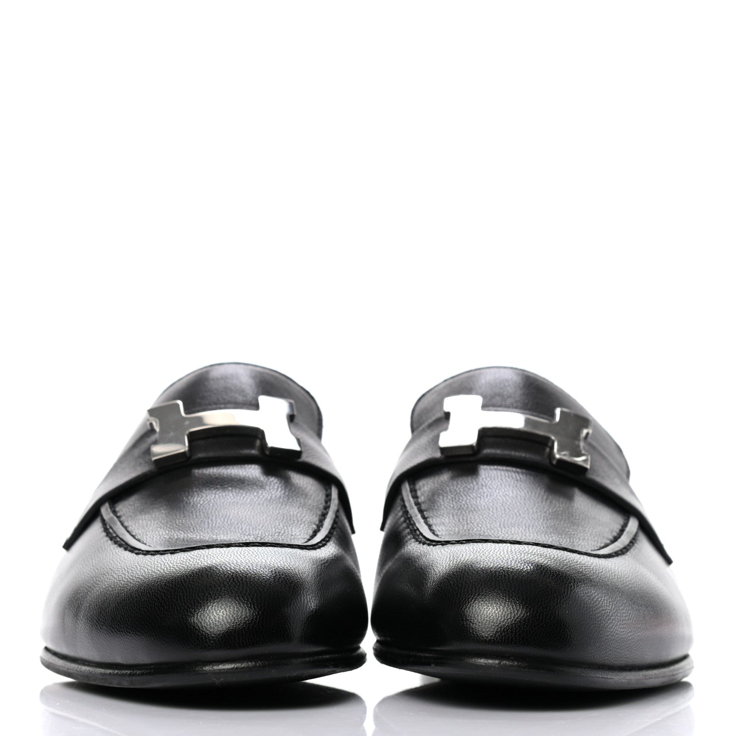Hermes Goatskin Womens Paris Loafers 37 Black 2 of 8