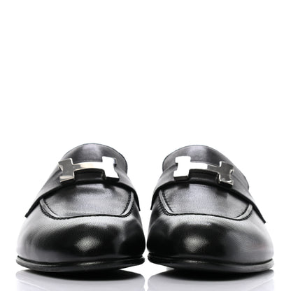 Hermes Goatskin Womens Paris Loafers 37 Black 2 of 8