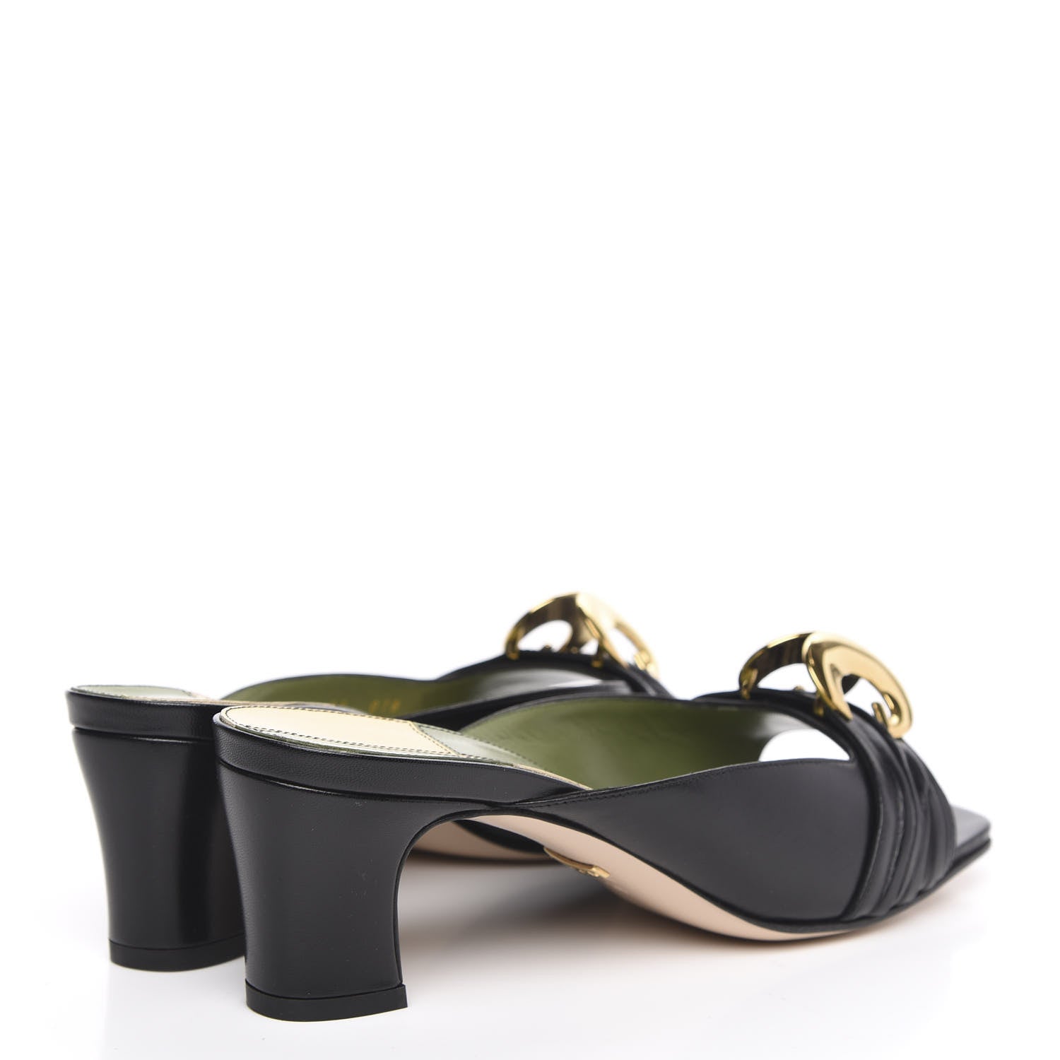 Gucci Calfskin Half Moon Mid Heel Slides 38 Black 4 of 9