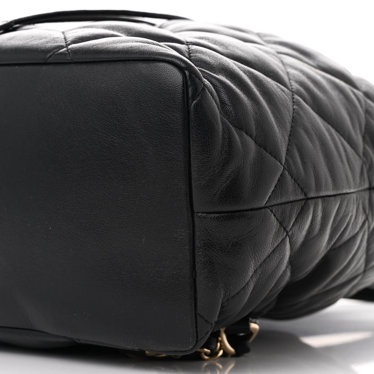Lambskin Quilted Drawstring Backpack Black