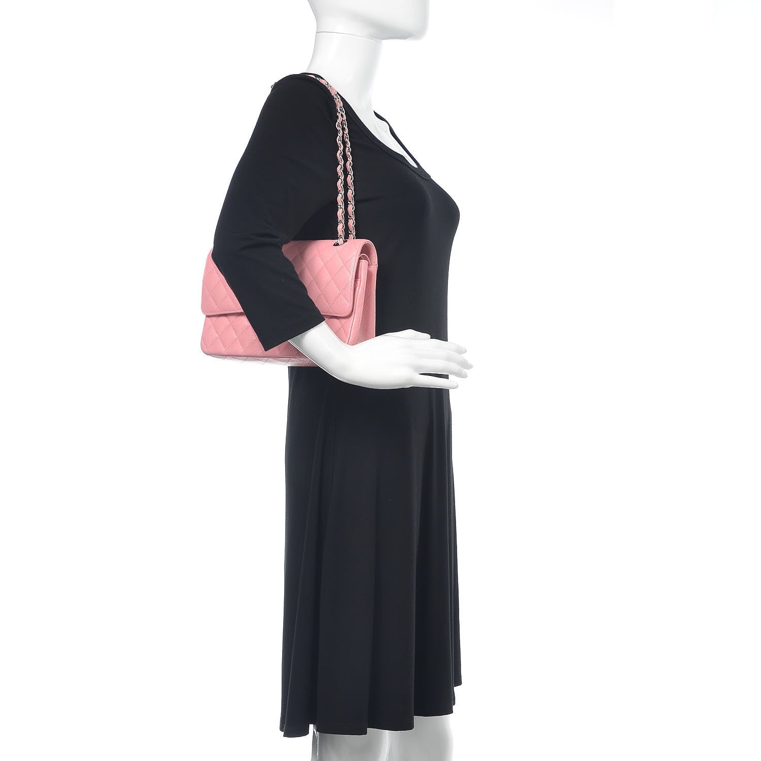 Chanel Caviar Quilted Medium Double Flap Pink 2 of 14