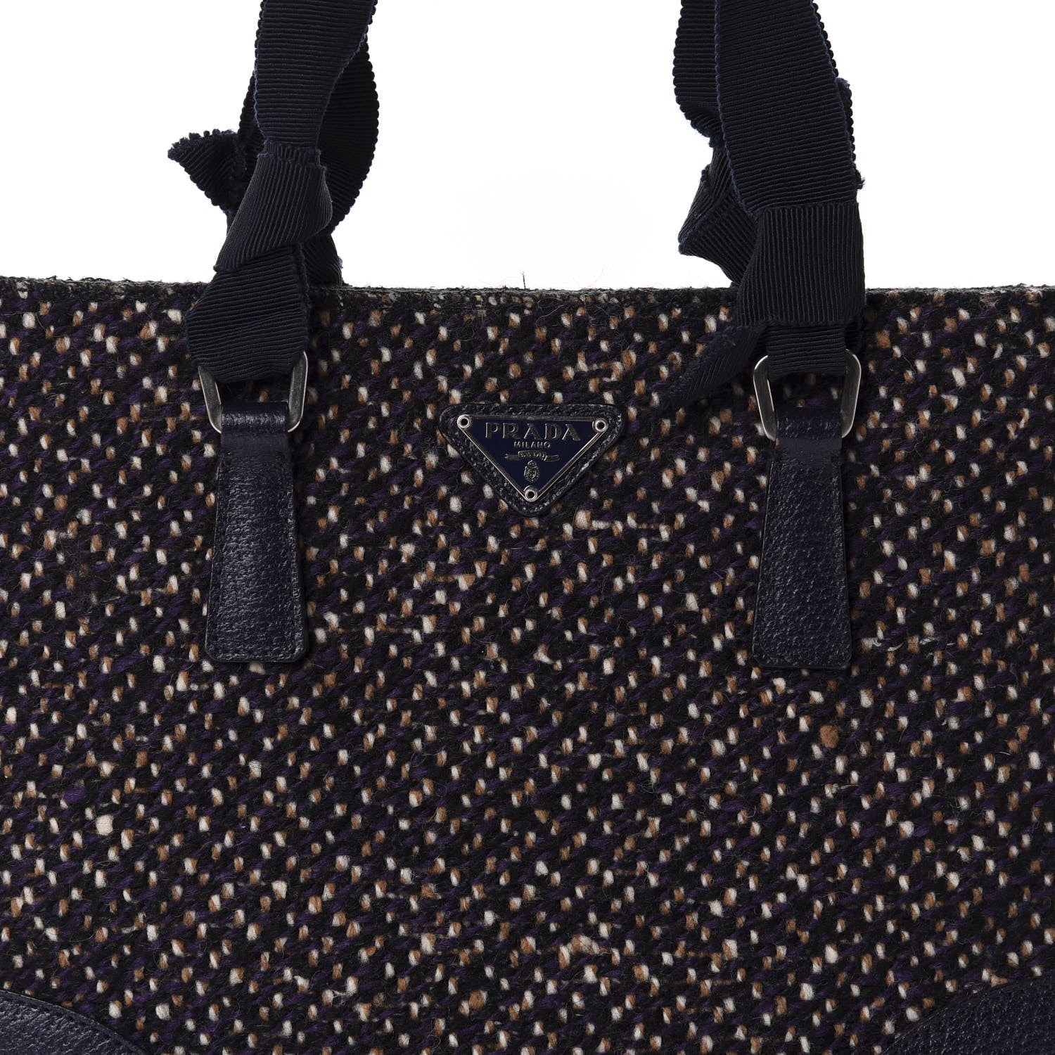 Prada Stuoia Tweed Cinghiale Grosgrain Tote 11 of 11
