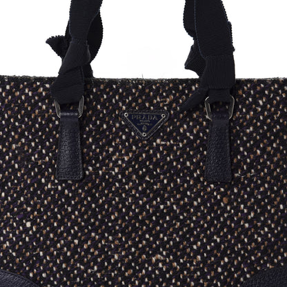 Prada Stuoia Tweed Cinghiale Grosgrain Tote 11 of 11