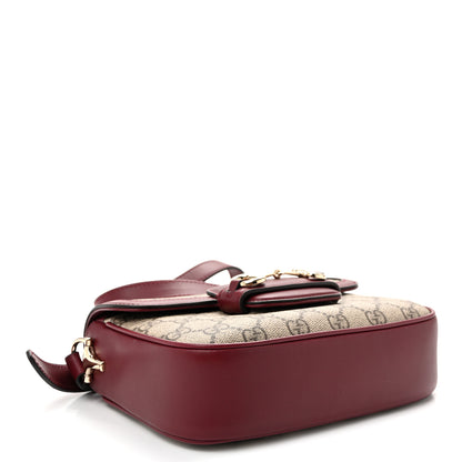Gucci GG Supreme Monogram Horsebit 1955 Soft Small Shoulder Bag Beige Ebony Rosso Ancora 3 of 11