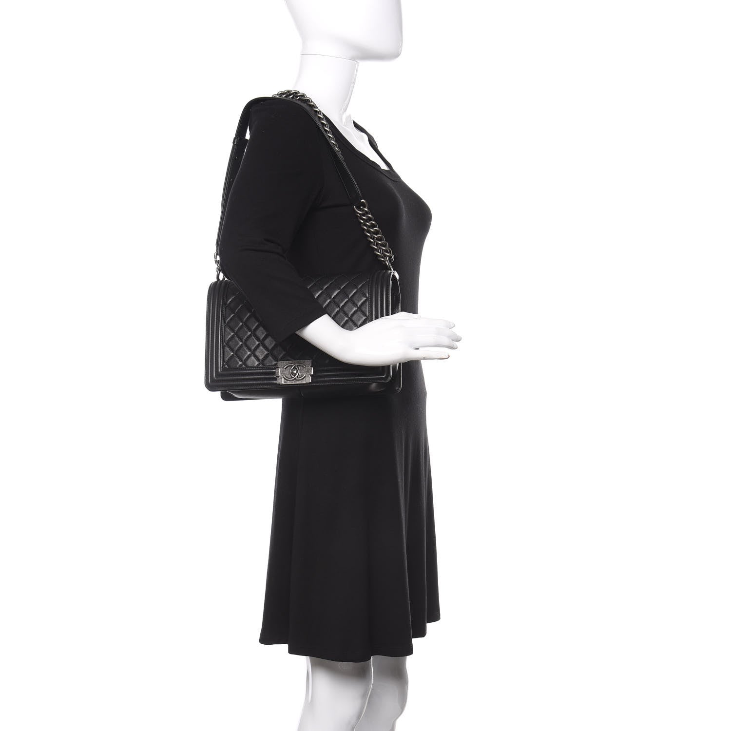 Chanel Metallic Calfskin Quilted New Medium Boy Flap Black 3 of 13