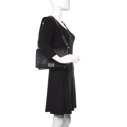 Chanel Metallic Calfskin Quilted New Medium Boy Flap Black 3 of 13