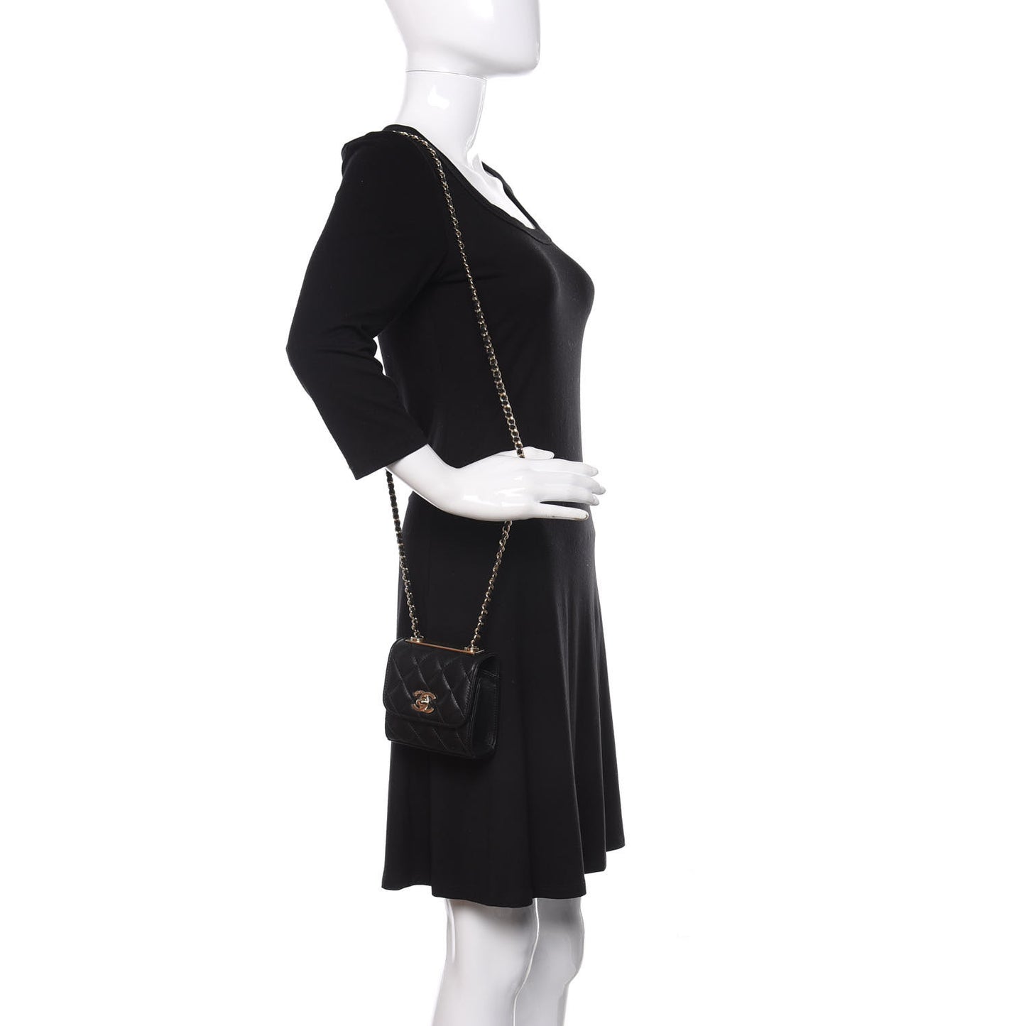 Lambskin Quilted Mini Trendy CC Chain Wallet Black